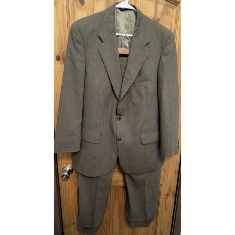 Vintage Burberrys Mens 100% Wool 2 Piece Suit Brown Blazer Pants Made USA 42R